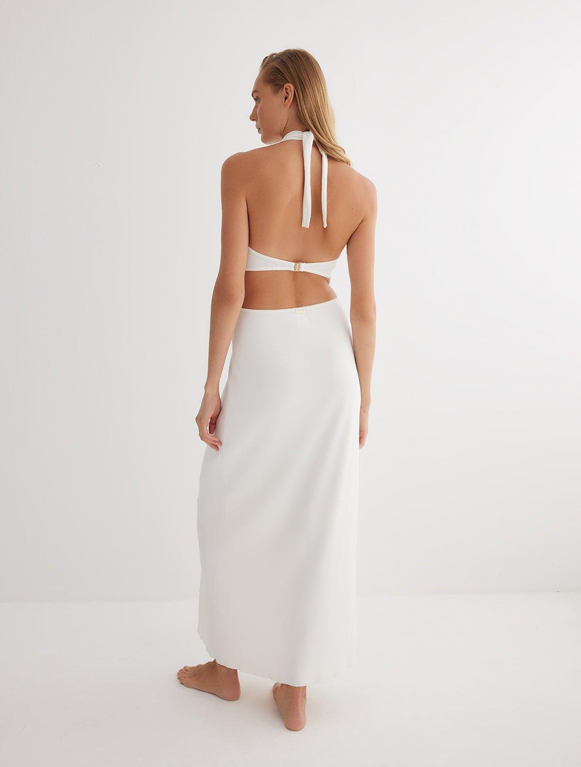 Clemence White Knitted Dress | Moeva | RTW Dresses | Each week unveils new pieces—luxury swimwear, fluid resort silhouettes, and elevated summer-to-evening essentials designed to carry you from coastal escapes to city nights.