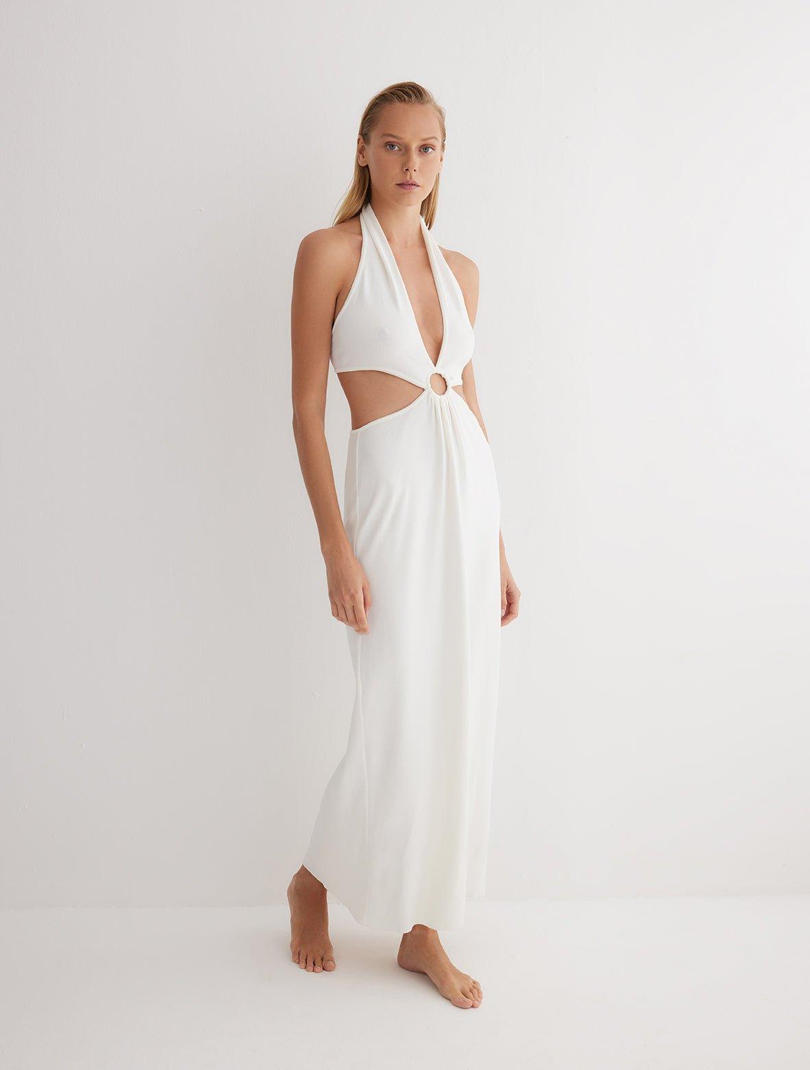 Clemence White Knitted Dress | Moeva | RTW Dresses | Each week unveils new pieces—luxury swimwear, fluid resort silhouettes, and elevated summer-to-evening essentials designed to carry you from coastal escapes to city nights.