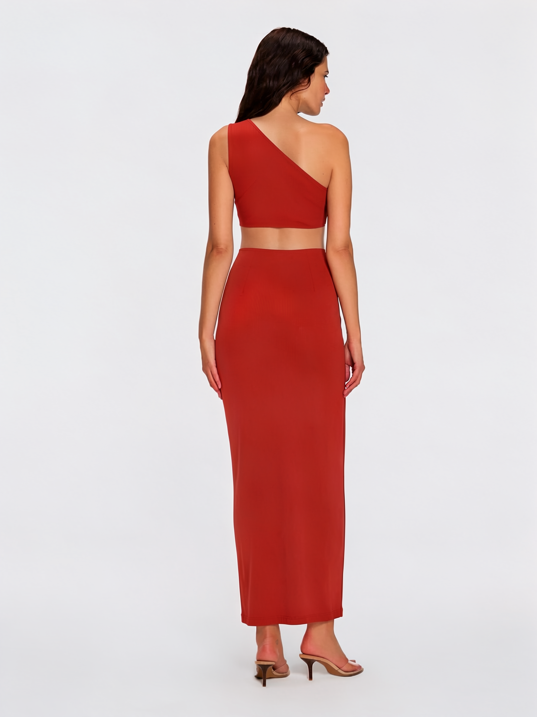 Violet Red One-Shoulder Textured Maxi Dress | Moeva | Dress | Each week unveils new pieces—luxury swimwear, fluid resort silhouettes, and elevated summer-to-evening essentials designed to carry you from coastal escapes to city nights.