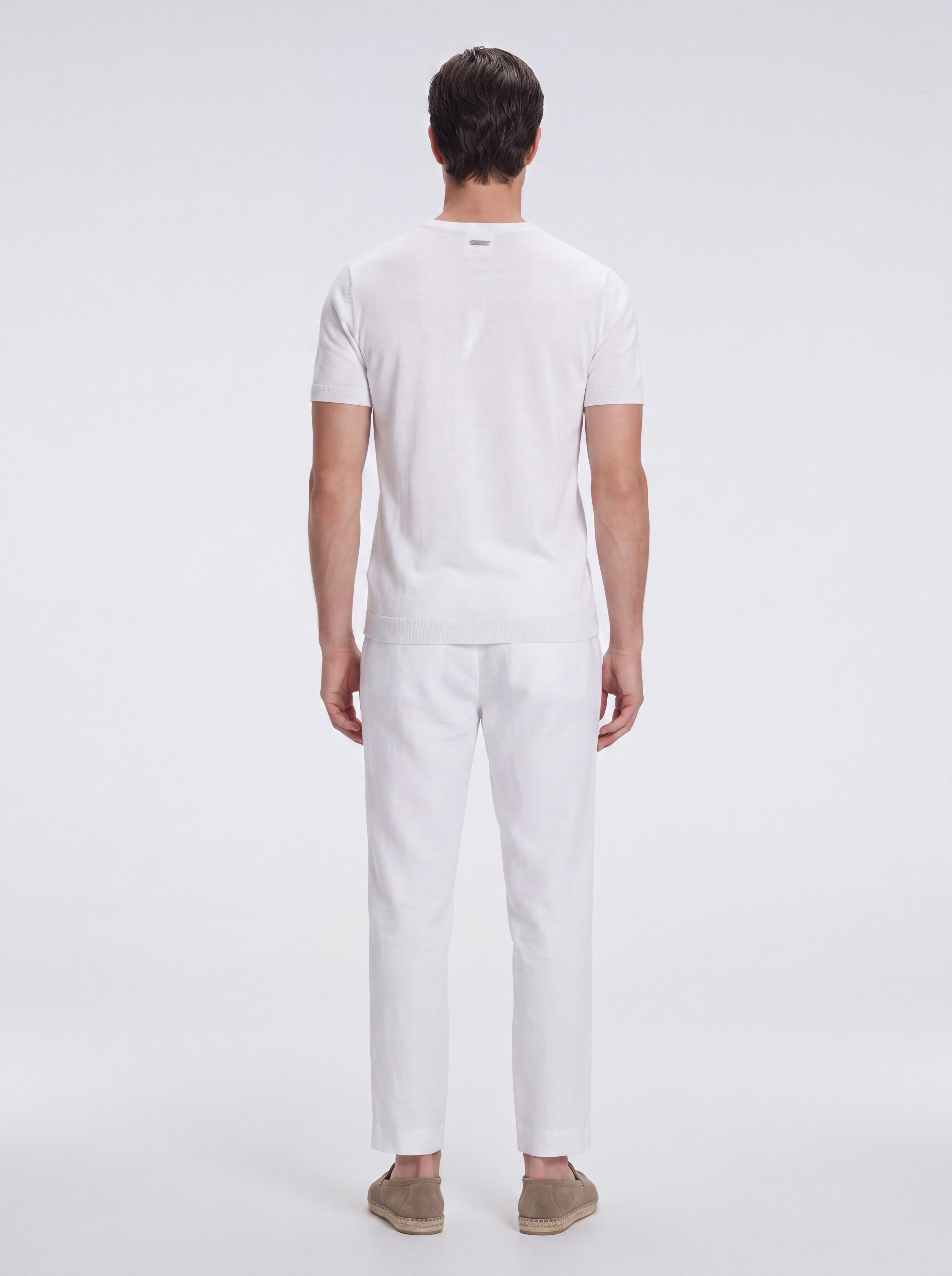 Baron White Round-Neck Cotton T-Shirt | Moeva | T-Shirt | Each week unveils new pieces—luxury swimwear, fluid resort silhouettes, and elevated summer-to-evening essentials designed to carry you from coastal escapes to city nights.