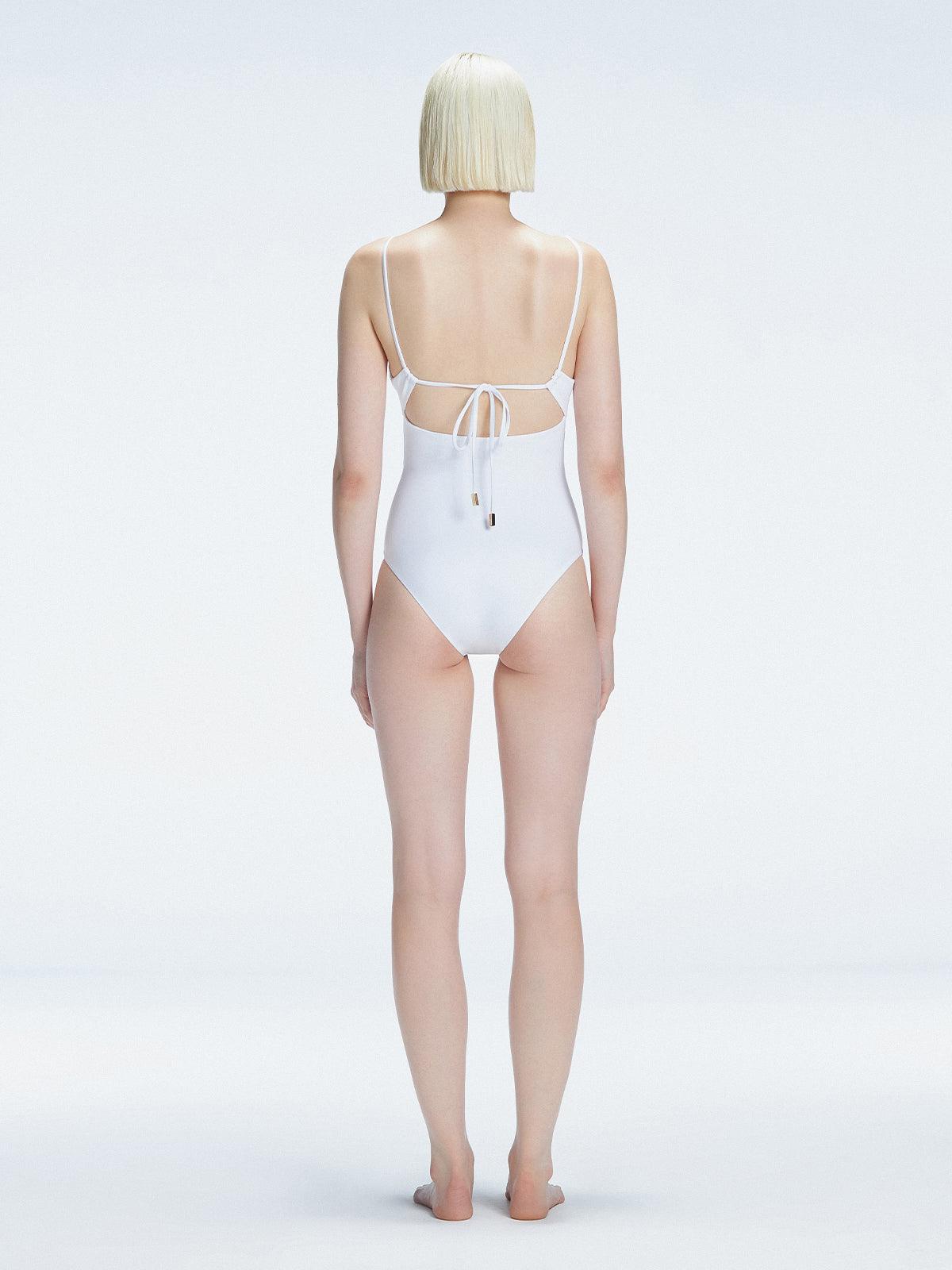 Marigold White Corset Square Neck Swimsuit | Moeva | Swimsuit | Each week unveils new pieces—luxury swimwear, fluid resort silhouettes, and elevated summer-to-evening essentials designed to carry you from coastal escapes to city nights.