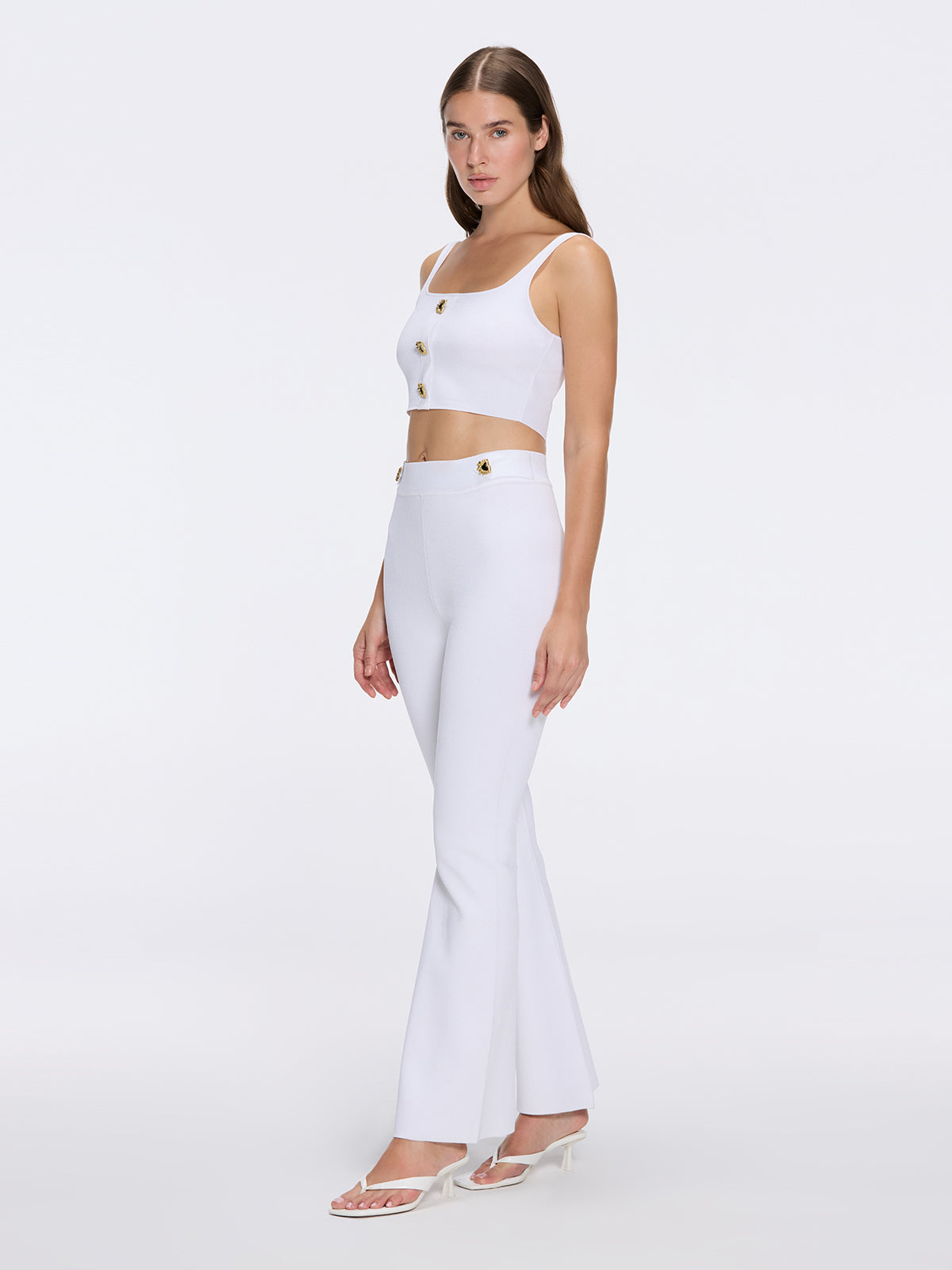 Colette White Knitted White High Waisted Wide-Leg Pant | Moeva | Pants | Each week unveils new pieces—luxury swimwear, fluid resort silhouettes, and elevated summer-to-evening essentials designed to carry you from coastal escapes to city nights.