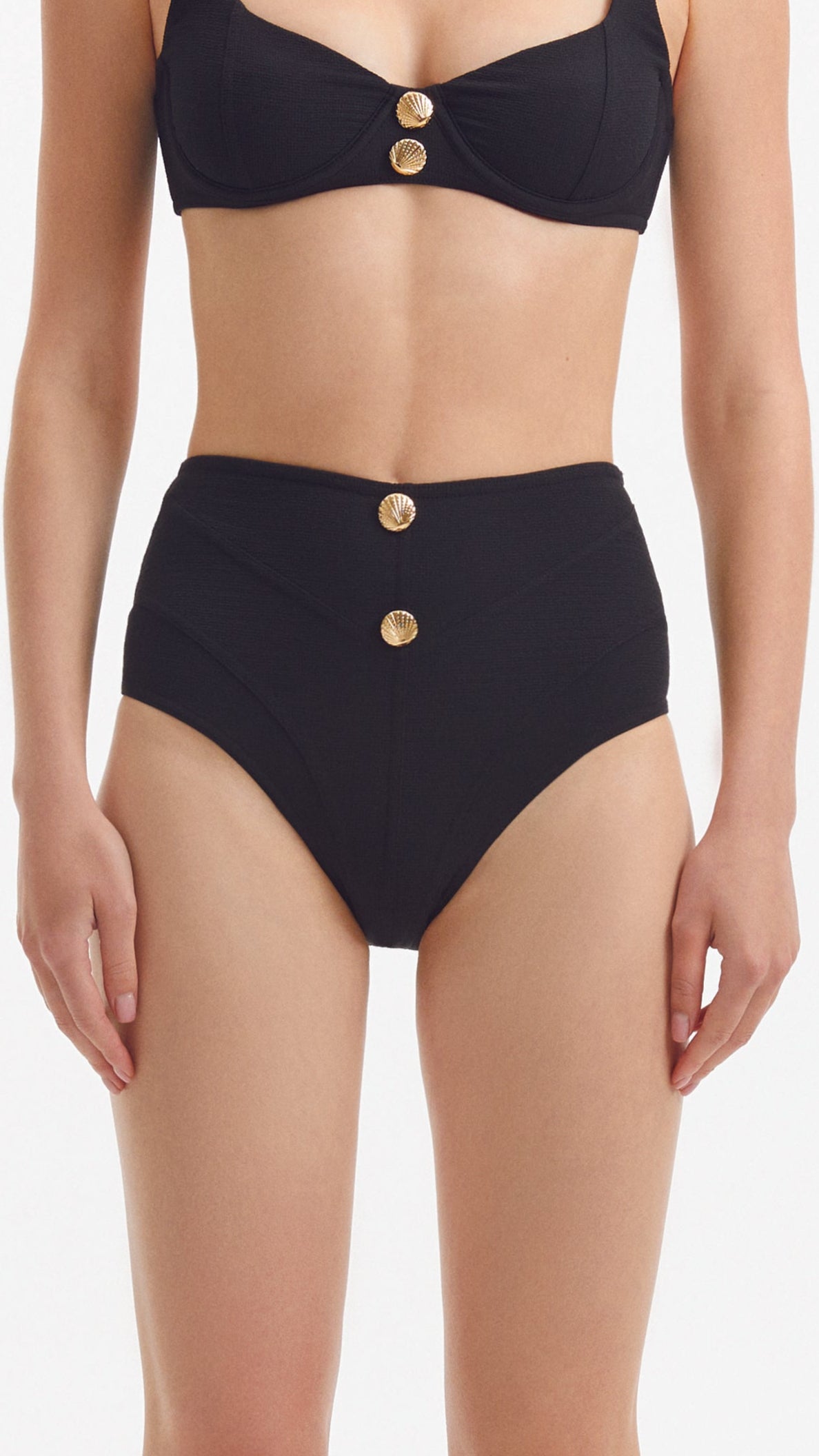 Adva Black High Waist Textured Bikini Bottom | Moeva | Bikini Bottom | Each week unveils new pieces—luxury swimwear, fluid resort silhouettes, and elevated summer-to-evening essentials designed to carry you from coastal escapes to city nights.