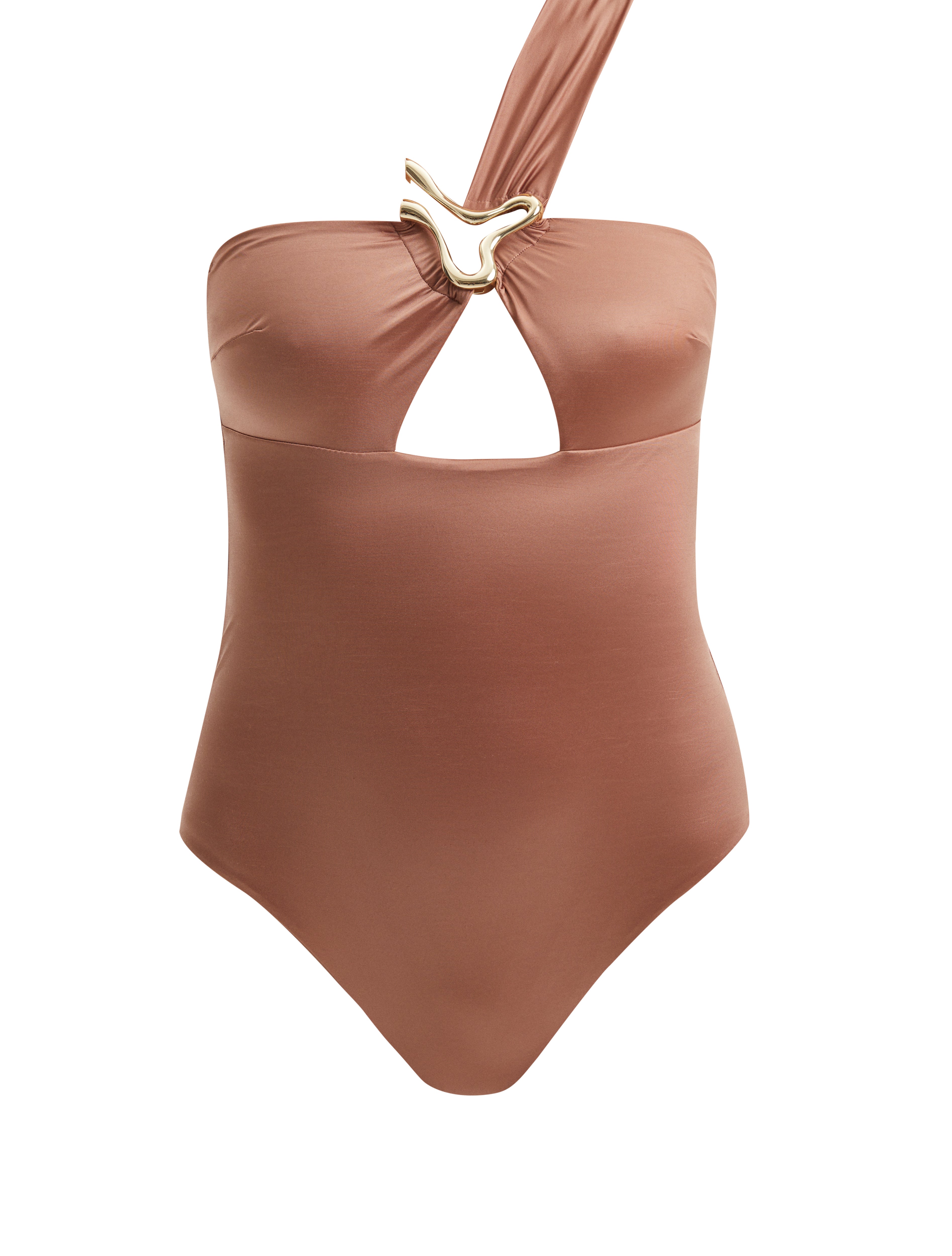 Halin Brown One Shoulder Satin Swimsuit | Moeva | Swimsuit | Each week unveils new pieces—luxury swimwear, fluid resort silhouettes, and elevated summer-to-evening essentials designed to carry you from coastal escapes to city nights.