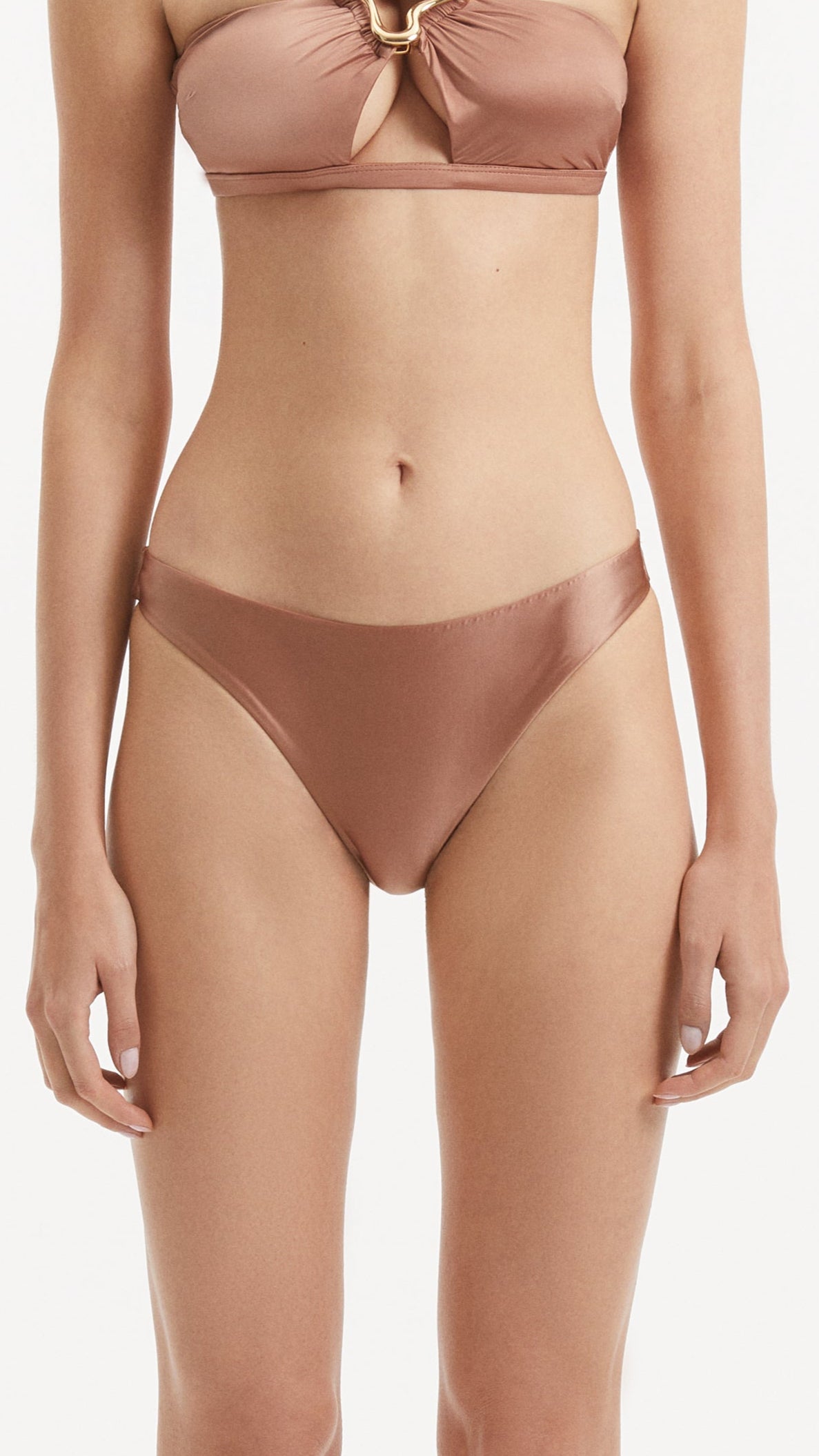 Sereia Brown Mid Coverage Satin Bikini Bottom | Moeva | Bikini Bottom | Each week unveils new pieces—luxury swimwear, fluid resort silhouettes, and elevated summer-to-evening essentials designed to carry you from coastal escapes to city nights.