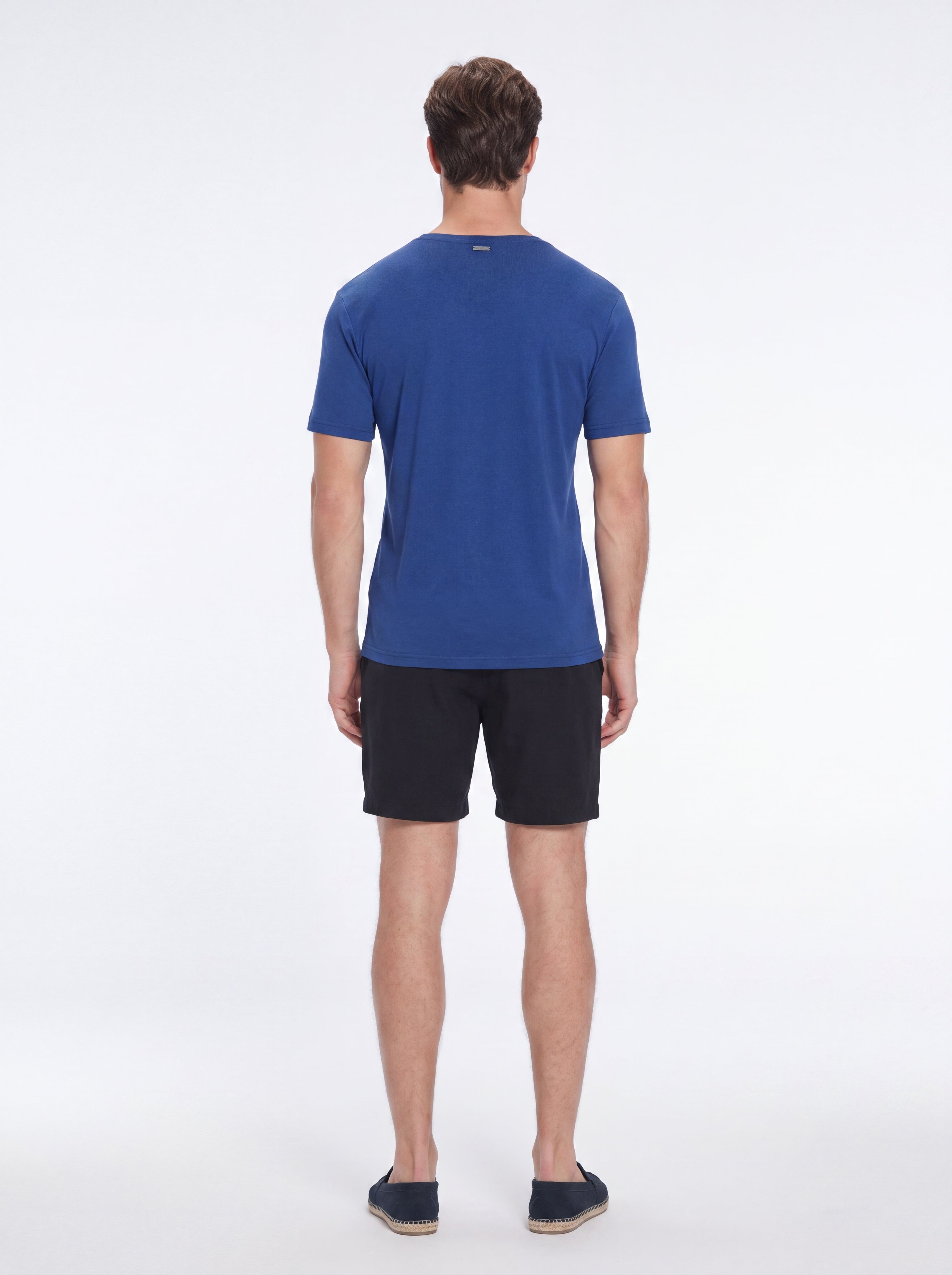 Rex Blue V-Neck Cotton T-Shirt | Moeva | T-Shirt | Each week unveils new pieces—luxury swimwear, fluid resort silhouettes, and elevated summer-to-evening essentials designed to carry you from coastal escapes to city nights.