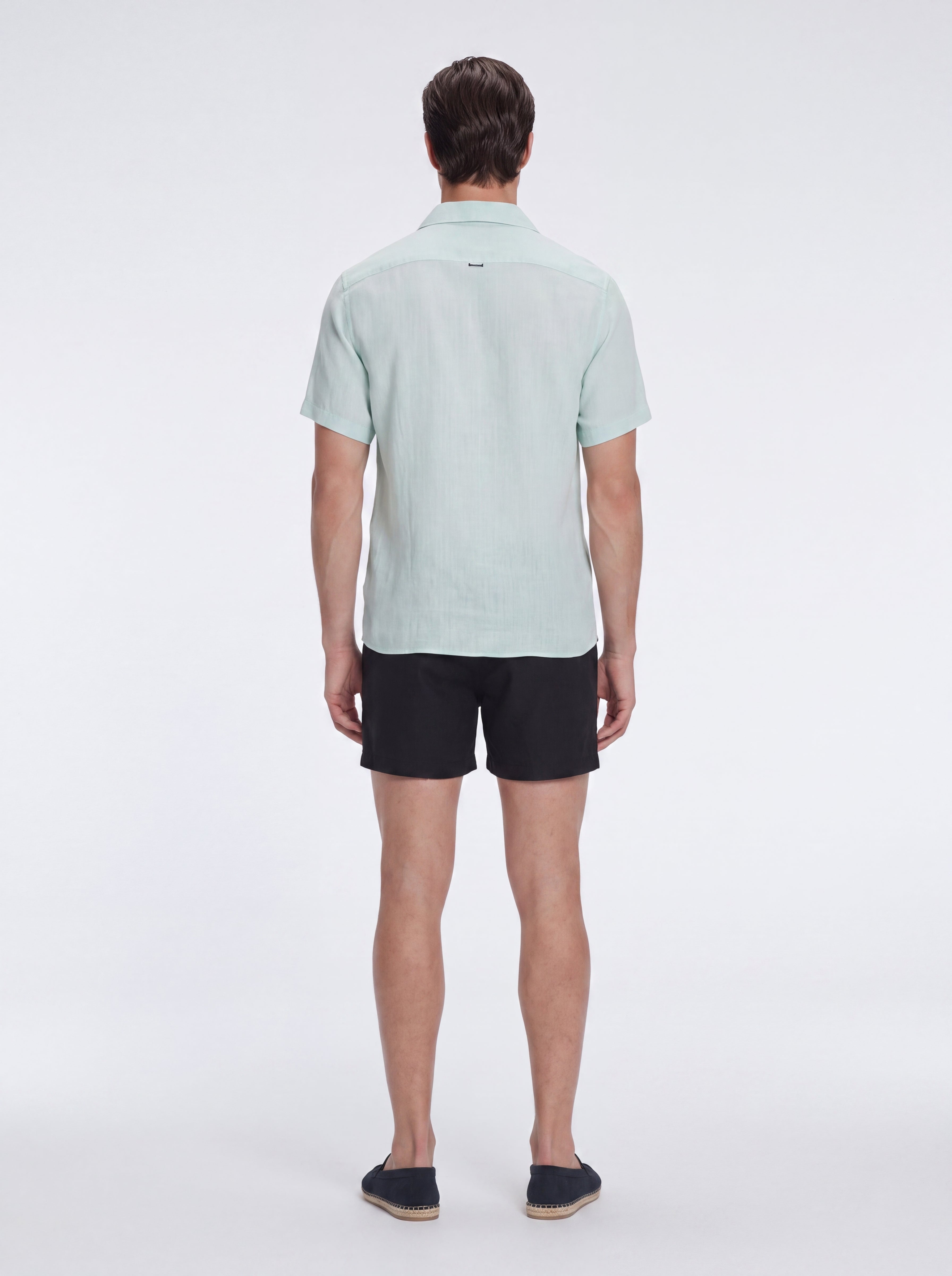 Romeo Green Linen Shirt with Camp Collar | Moeva | Shirt | Each week unveils new pieces—luxury swimwear, fluid resort silhouettes, and elevated summer-to-evening essentials designed to carry you from coastal escapes to city nights.