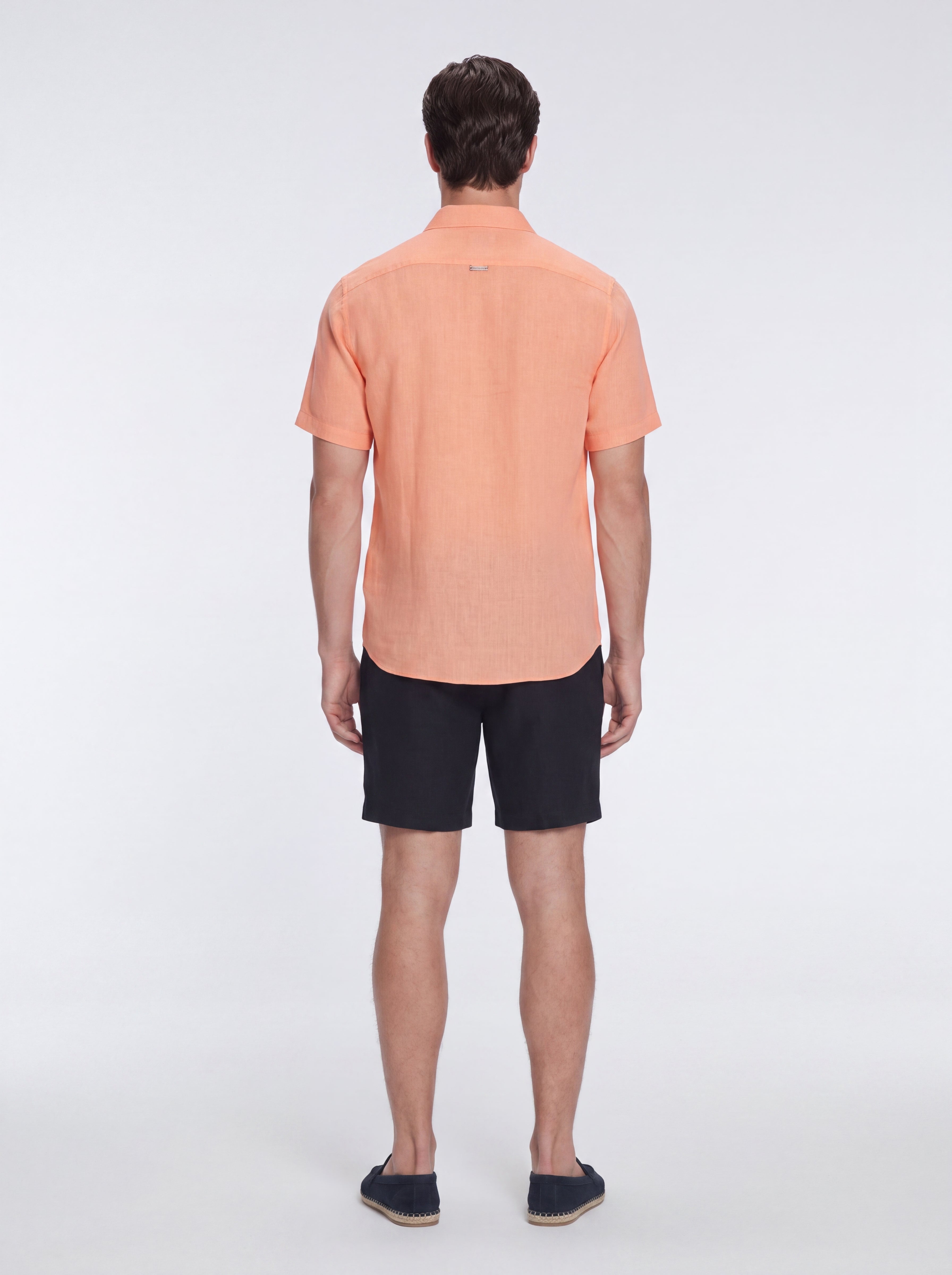 Romeo Orange Linen Shirt with Camp Collar | Moeva | Shirt | Each week unveils new pieces—luxury swimwear, fluid resort silhouettes, and elevated summer-to-evening essentials designed to carry you from coastal escapes to city nights.