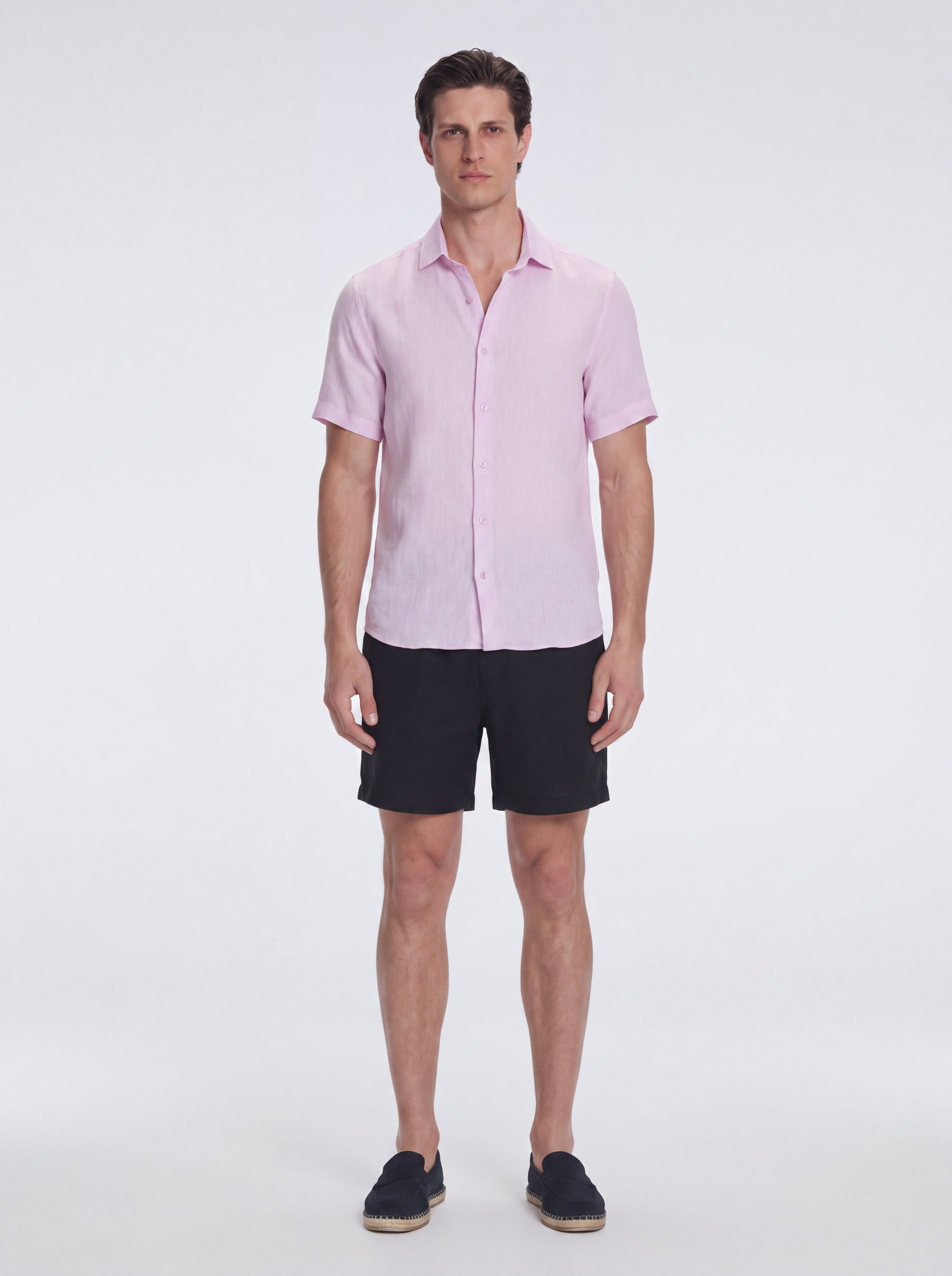 Romeo Pink Linen Shirt with Camp Collar | Moeva | Shirt | Each week unveils new pieces—luxury swimwear, fluid resort silhouettes, and elevated summer-to-evening essentials designed to carry you from coastal escapes to city nights.