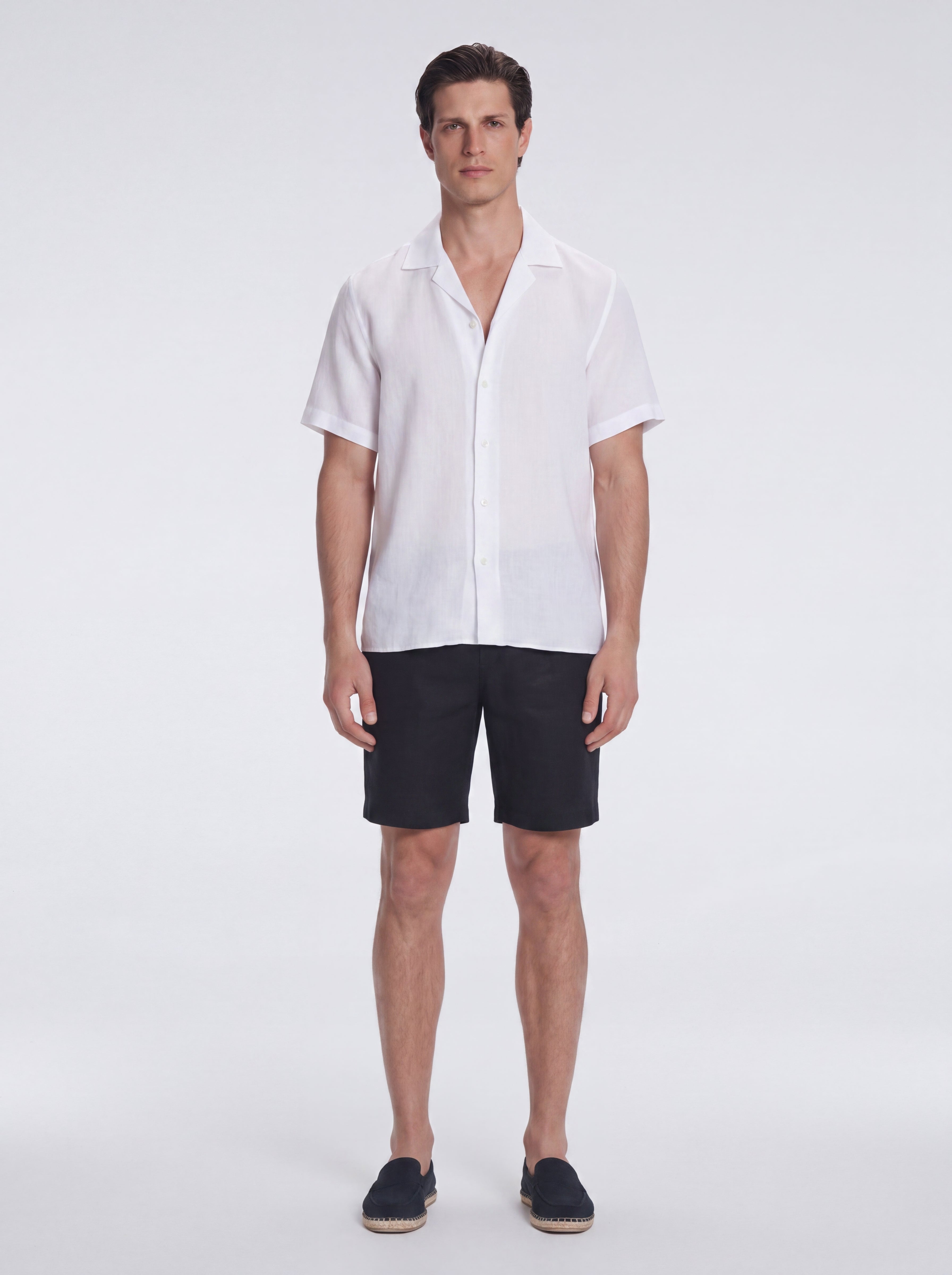 Romeo White Linen Shirt with Camp Collar | Moeva | Shirt | Each week unveils new pieces—luxury swimwear, fluid resort silhouettes, and elevated summer-to-evening essentials designed to carry you from coastal escapes to city nights.