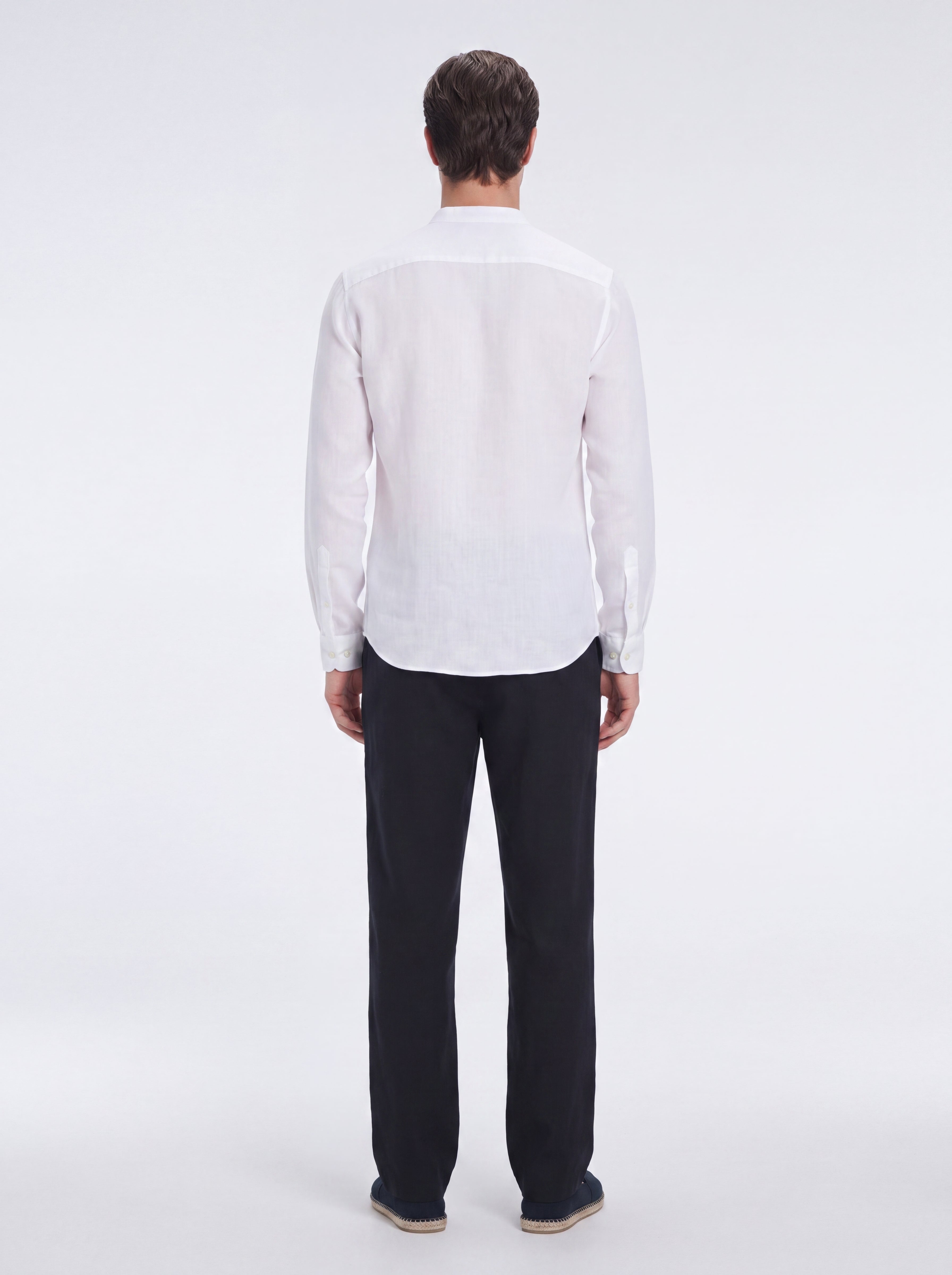 Ryan White Linen Shirt with Grandad Collar | Moeva | Shirt | Each week unveils new pieces—luxury swimwear, fluid resort silhouettes, and elevated summer-to-evening essentials designed to carry you from coastal escapes to city nights.