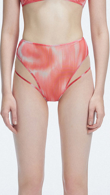 Rosalind Red Optical High Waist 3D Print Bikini Bottom | Moeva | Bikini Bottom | Each week unveils new pieces—luxury swimwear, fluid resort silhouettes, and elevated summer-to-evening essentials designed to carry you from coastal escapes to city nights.