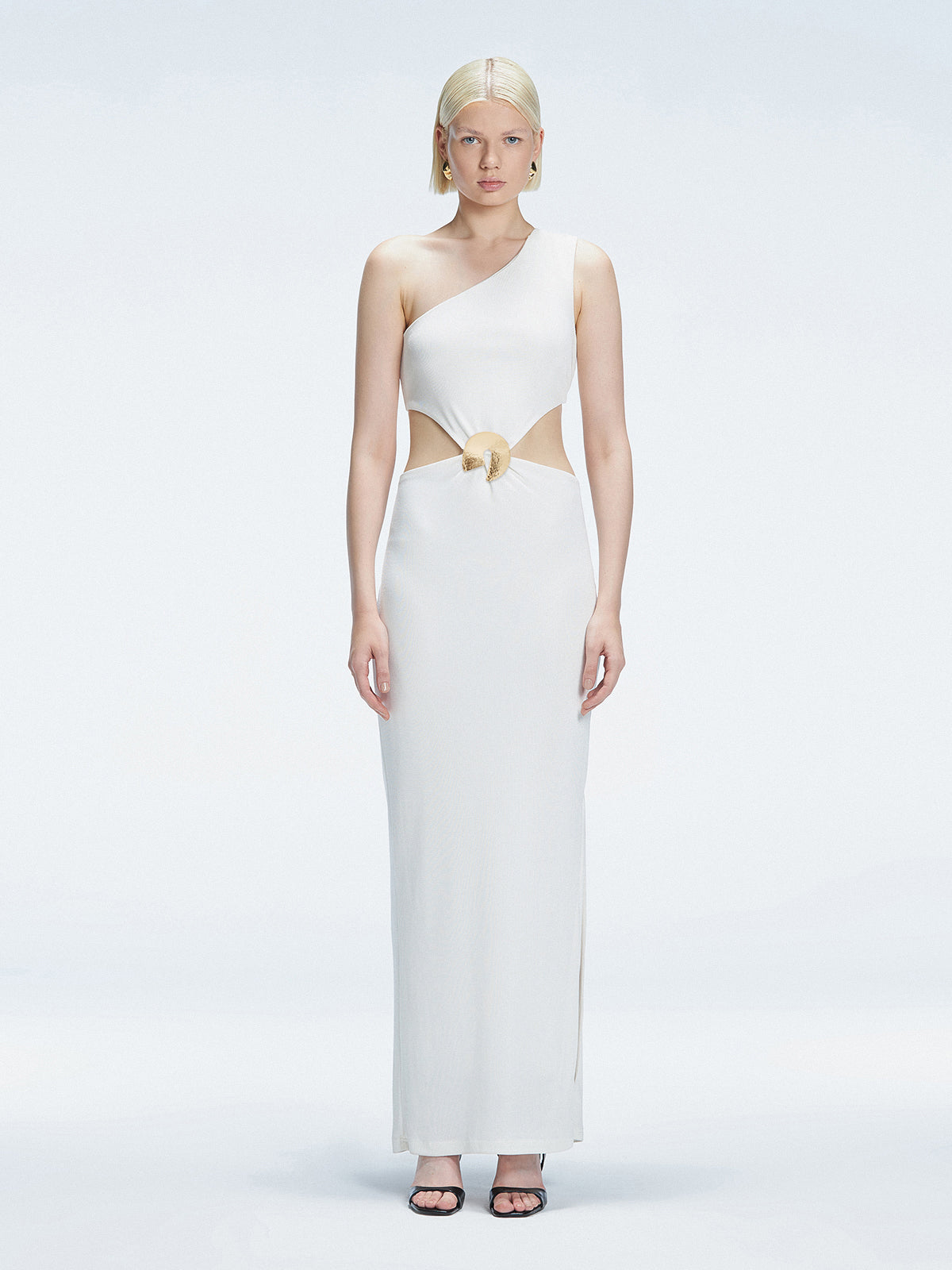 Julia Mateian - Violet White One-Shoulder Textured Maxi Dress with Cut-Out Detail | Moeva | Dress | Each week unveils new pieces—luxury swimwear, fluid resort silhouettes, and elevated summer-to-evening essentials designed to carry you from coastal escapes to city nights.