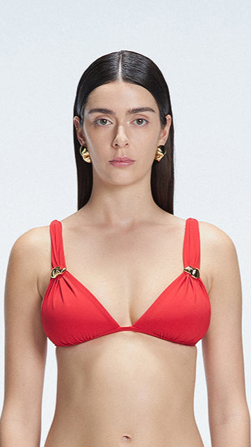 Zella Red Triangle Solid Bikini Top | Moeva | Bikini Top | Each week unveils new pieces—luxury swimwear, fluid resort silhouettes, and elevated summer-to-evening essentials designed to carry you from coastal escapes to city nights.