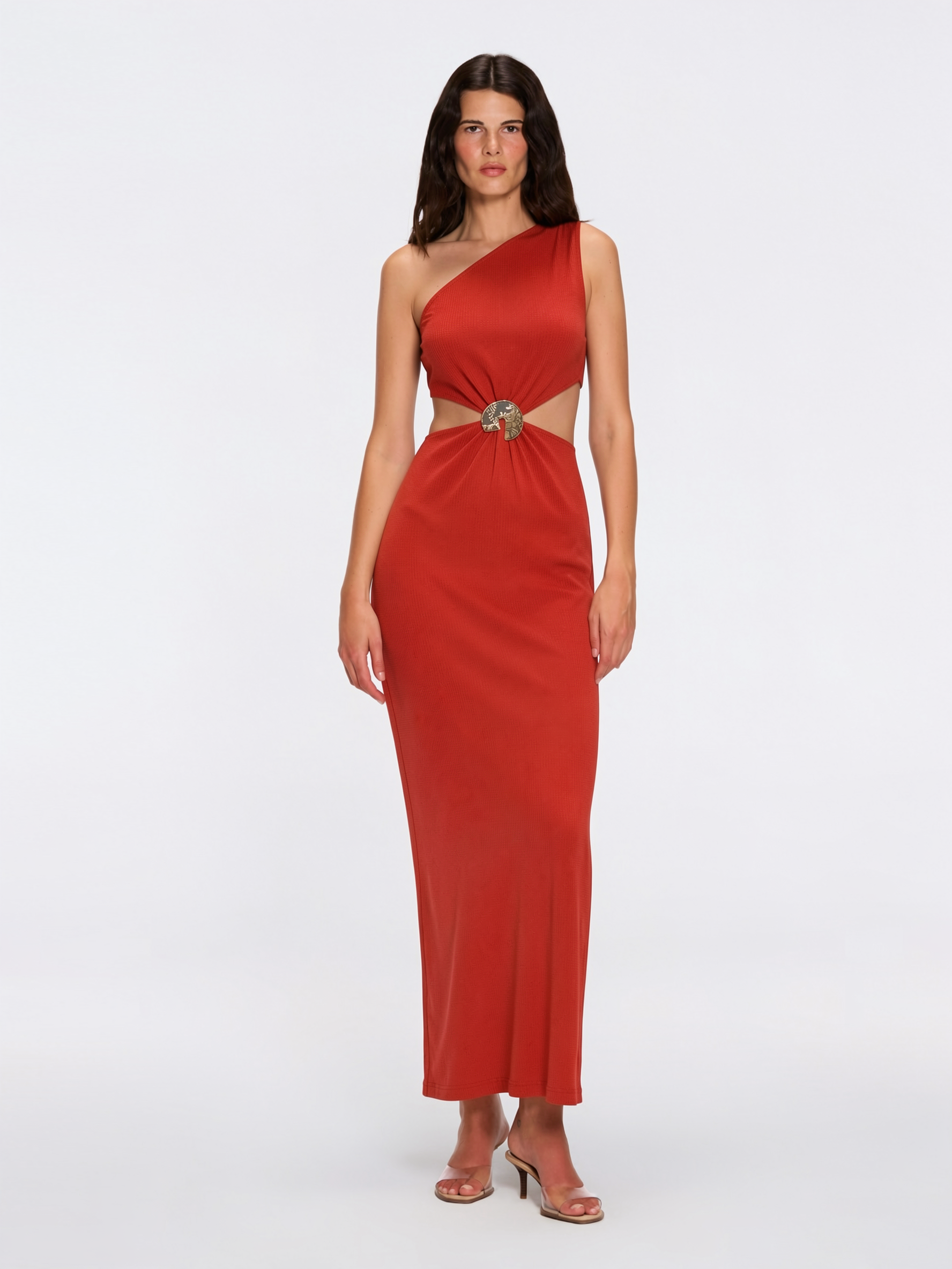 Violet Red One-Shoulder Textured Maxi Dress | Moeva | Dress | Each week unveils new pieces—luxury swimwear, fluid resort silhouettes, and elevated summer-to-evening essentials designed to carry you from coastal escapes to city nights.