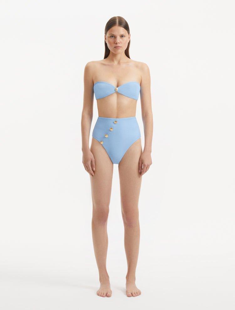 Baia Baby Blue High Waist Bikini Bottom | Moeva | Bikini Bottom | Each week unveils new pieces—luxury swimwear, fluid resort silhouettes, and elevated summer-to-evening essentials designed to carry you from coastal escapes to city nights.