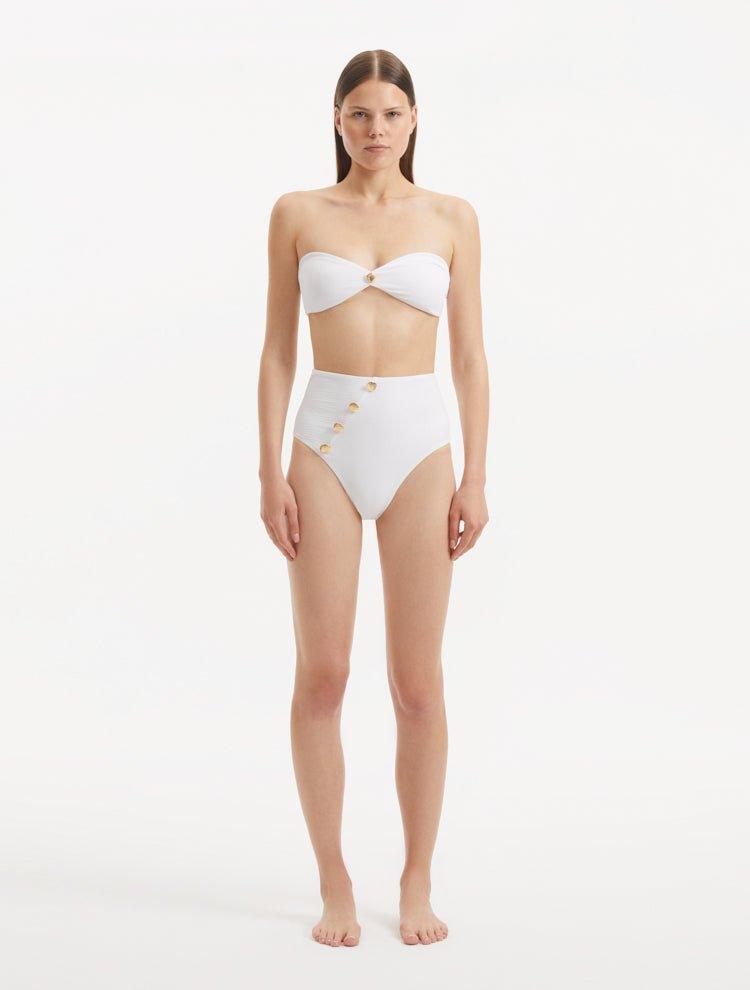 Baia White High Waist Bikini Bottom | Moeva | Bikini Bottom | Each week unveils new pieces—luxury swimwear, fluid resort silhouettes, and elevated summer-to-evening essentials designed to carry you from coastal escapes to city nights.
