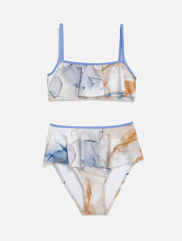 Carlotta Blue Abstract Kids Bikini | Moeva | Bikini Set | Each week unveils new pieces—luxury swimwear, fluid resort silhouettes, and elevated summer-to-evening essentials designed to carry you from coastal escapes to city nights.